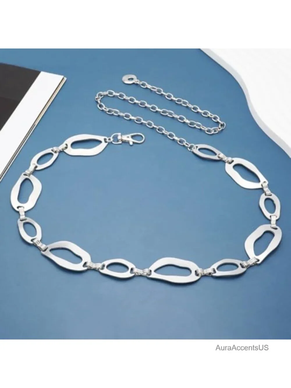 Chunky Alloy Chain Belt for Dresses with Irregular Link Design